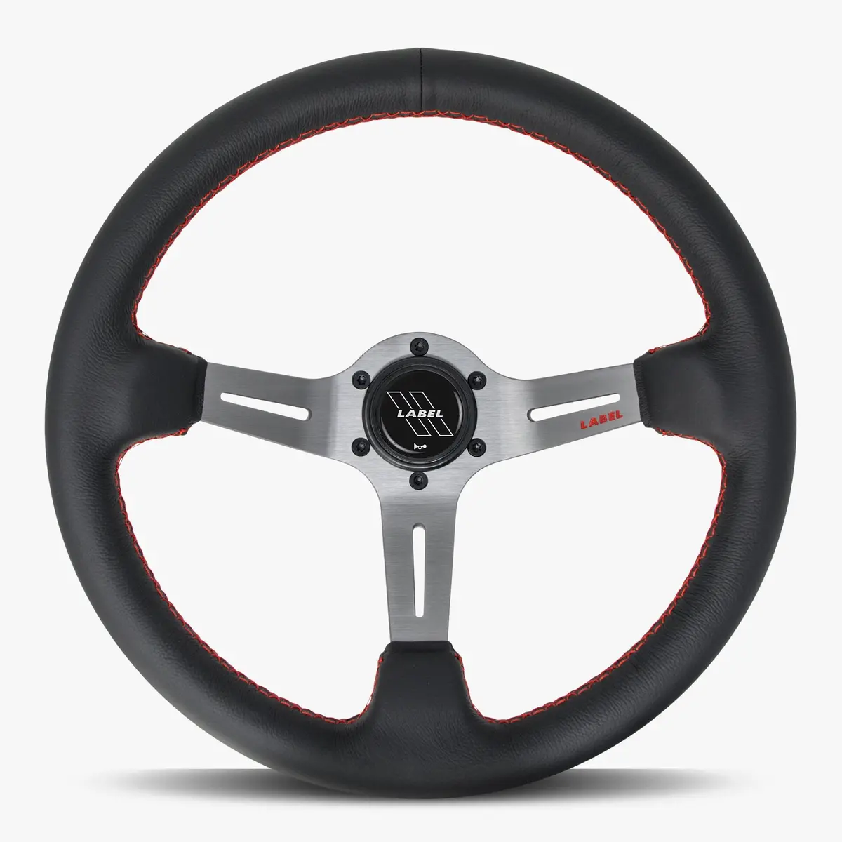 The Le Mans | Black Leather | Graphite Spoke | Red Stitch 1