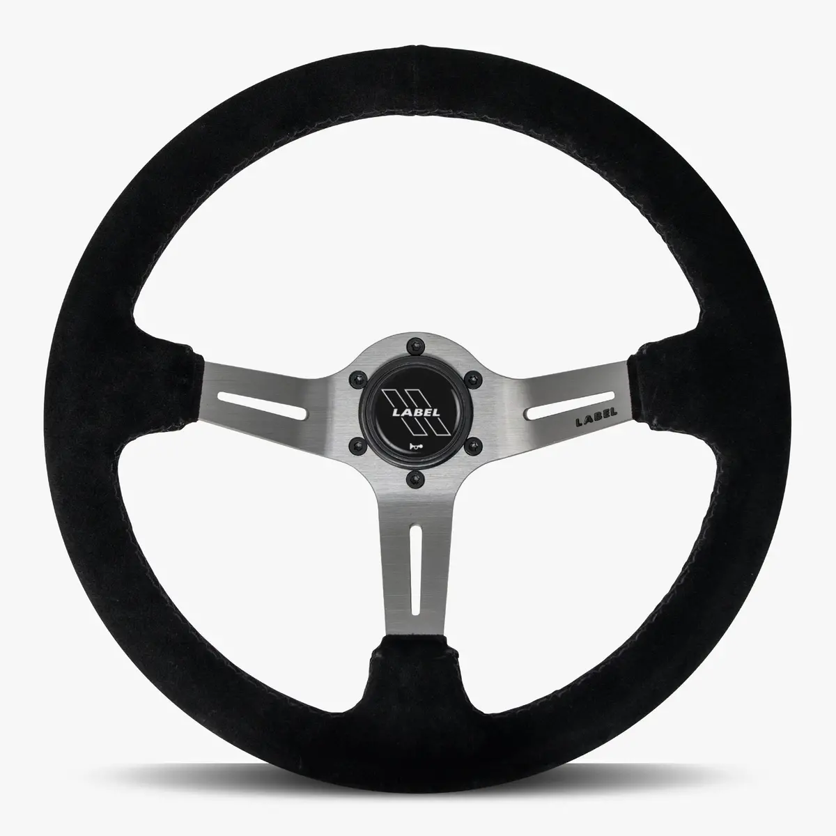 The Le Mans | Black Alcantara Suede | Graphite Spoke | Black Stitch 1