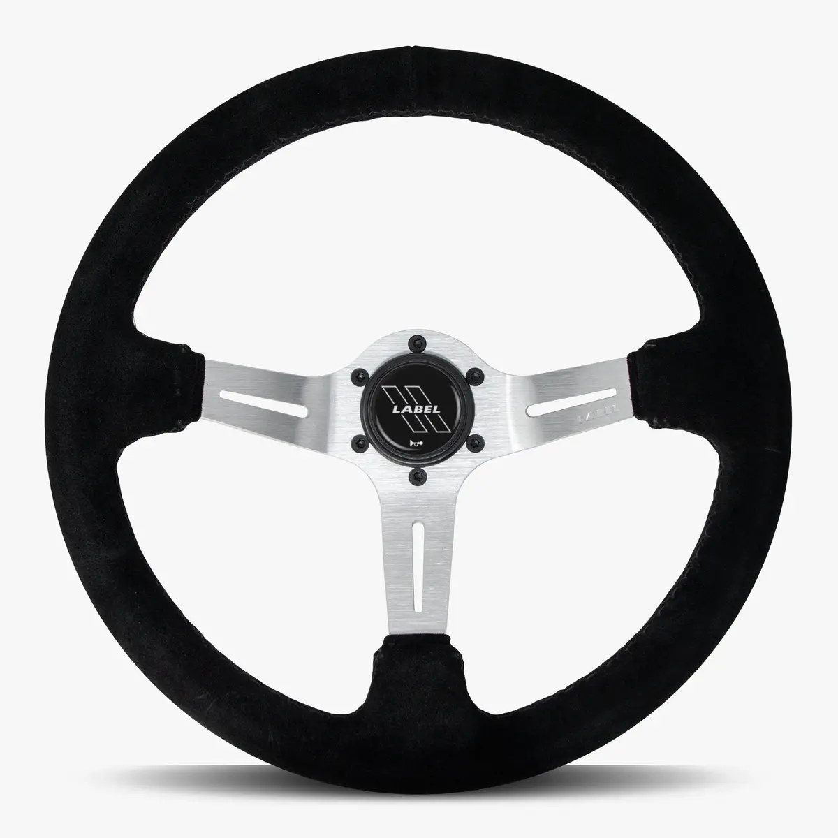The Le Mans | Black Alcantara Suede | Silver Spoke | Black Stitch 1