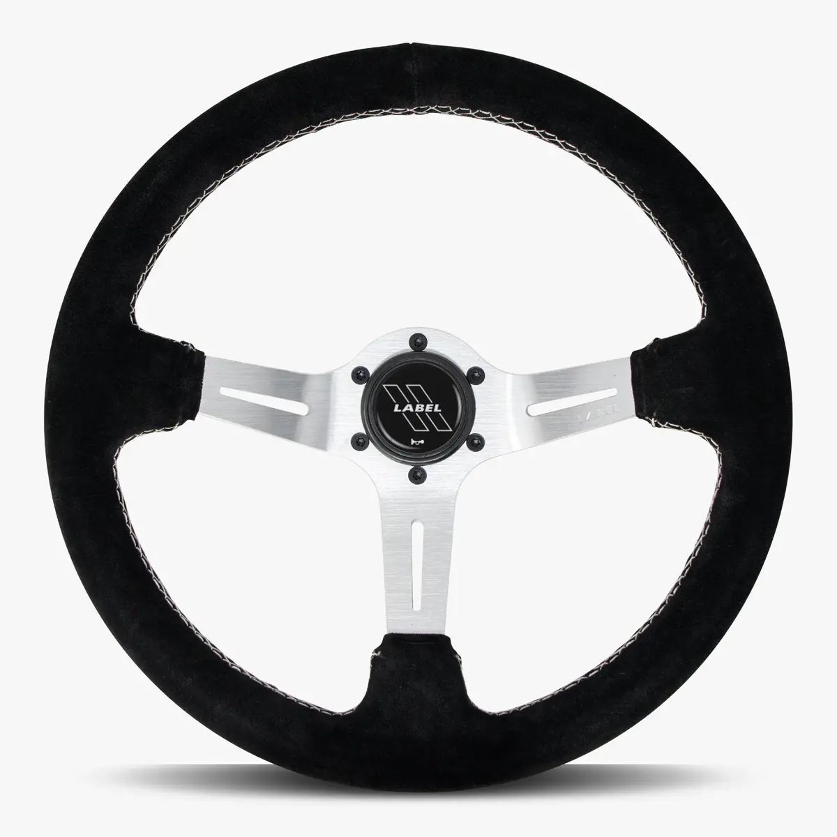 The Le Mans | Black Alcantara Suede | Silver Spoke | White Stitch 1