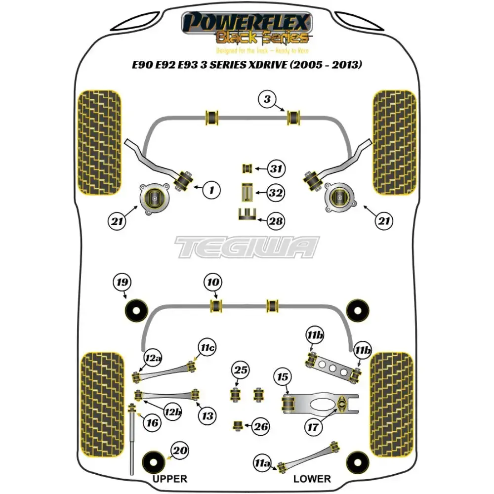 Powerflex Black Series Engine Mount Insert Kit Bmw 3 Series E90 E91 E92 E93 E9x Xdrive 05-13 2