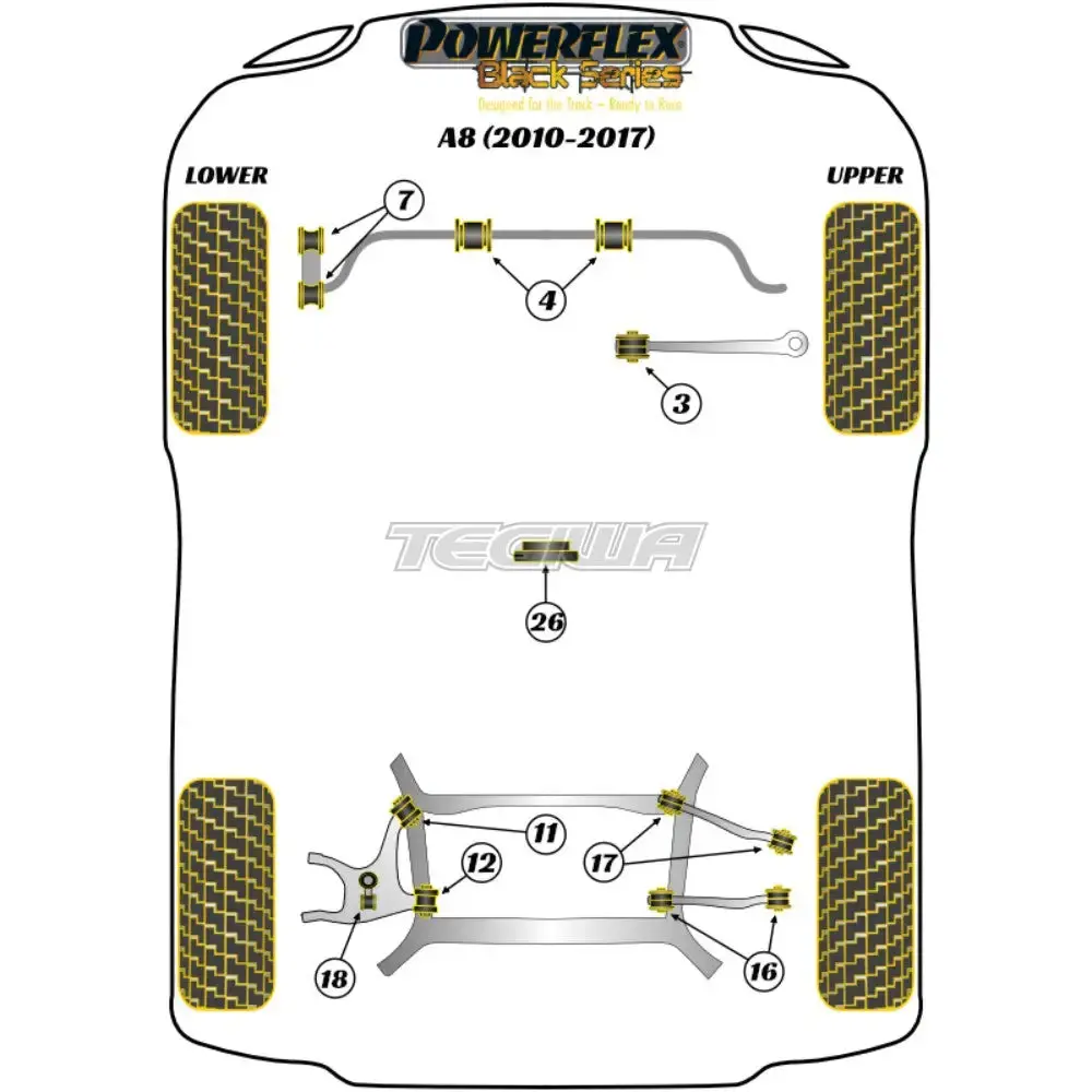 Powerflex Black Series Front Anti Roll Bar Bush 23Mm Audi A8 S8 D4 Quattro 10-17 2