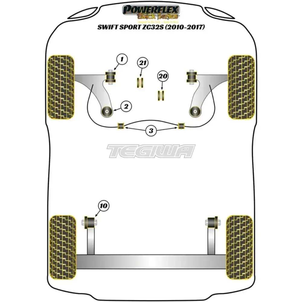 Powerflex Black Series Front Arm Rear Bush Suzuki Swift Sport Mk3 Zc32s 10-17 2