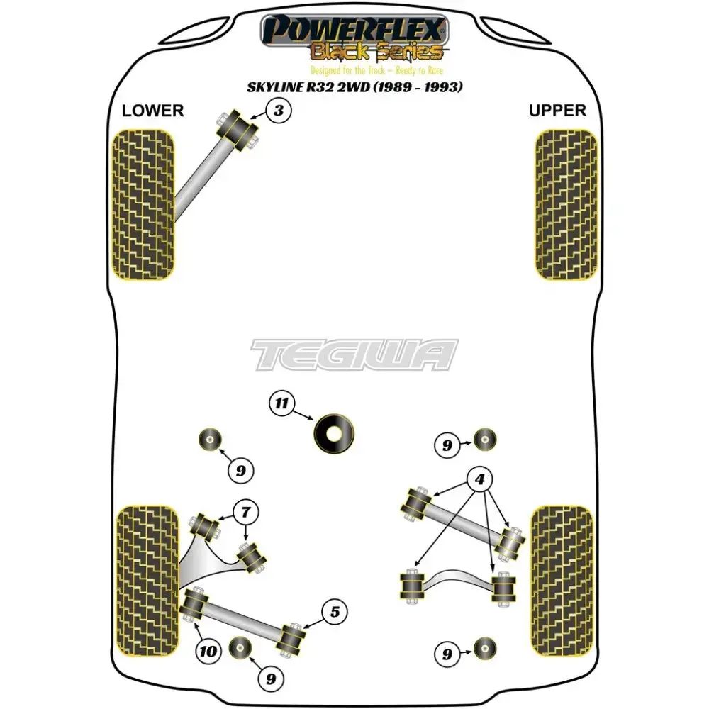 Powerflex Black Series Front Tension Rod Bush Nissan Skyline R32 2Wd Inc Gts Gxi Gtst 89-93 2