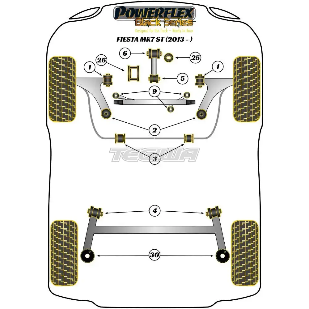 Powerflex Black Series Front Upper Engine Mount Insert Ford Fiesta Mk7 Inc St Mk7.5 Facelift Inc 08-17 2