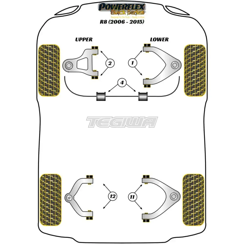 Powerflex Black Series Front Upper Wishbone Bush Audi R8 Type 42 07-15 2
