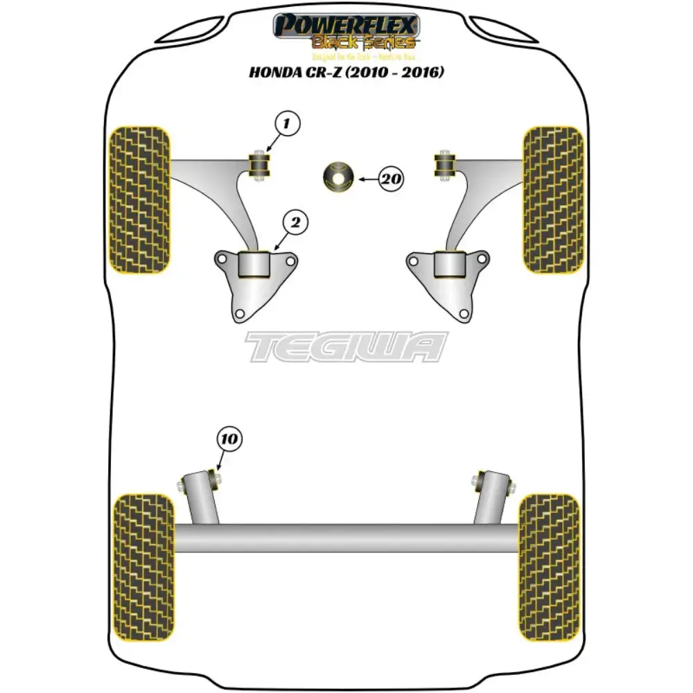 Powerflex Black Series Front Wishbone Front Bush Honda Cr-Z 10-16 2