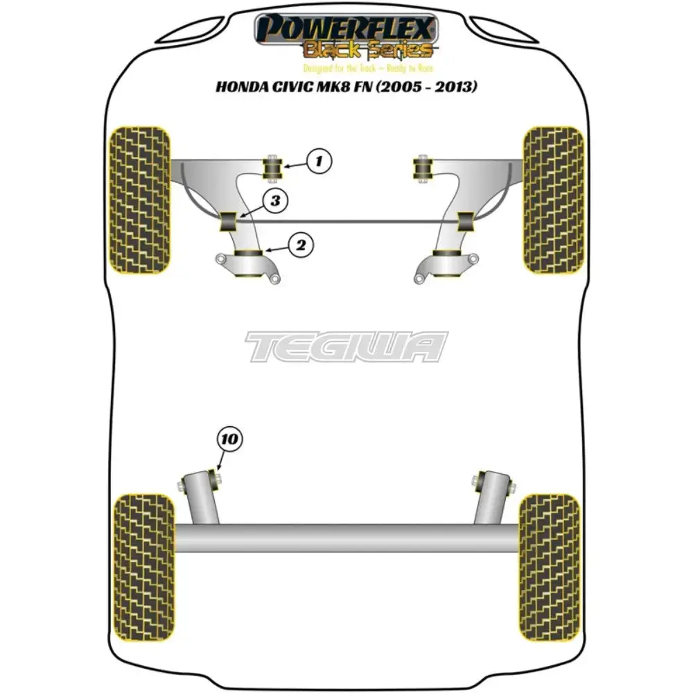 Powerflex Black Series Front Wishbone Rear Bush Honda Civic Fk Fn Inc Type-R 05-12 2