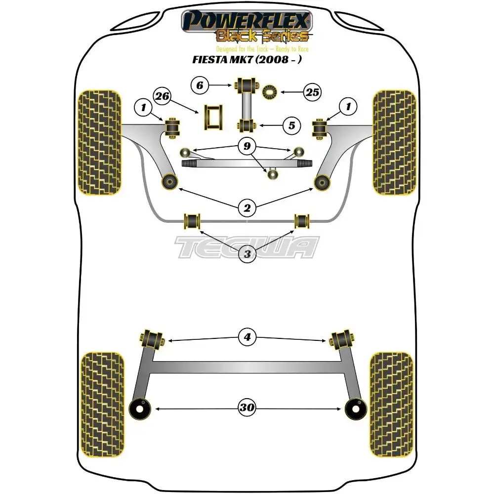 Powerflex Black Series Lower Engine Mount Large Bush Round Bracket Ford Fiesta Mk7 Inc St 08-17 2