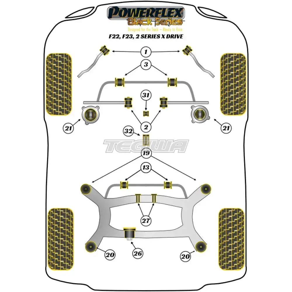 Powerflex Black Series Rear Anti Roll Bar Bush 12Mm Bmw 2 Series F22 F23 Xdrive 13+ 2