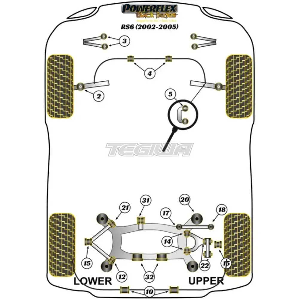 Powerflex Black Series Rear Diff Front Mounting Bush Audi A6 S6 Rs6 C5 97-05 2