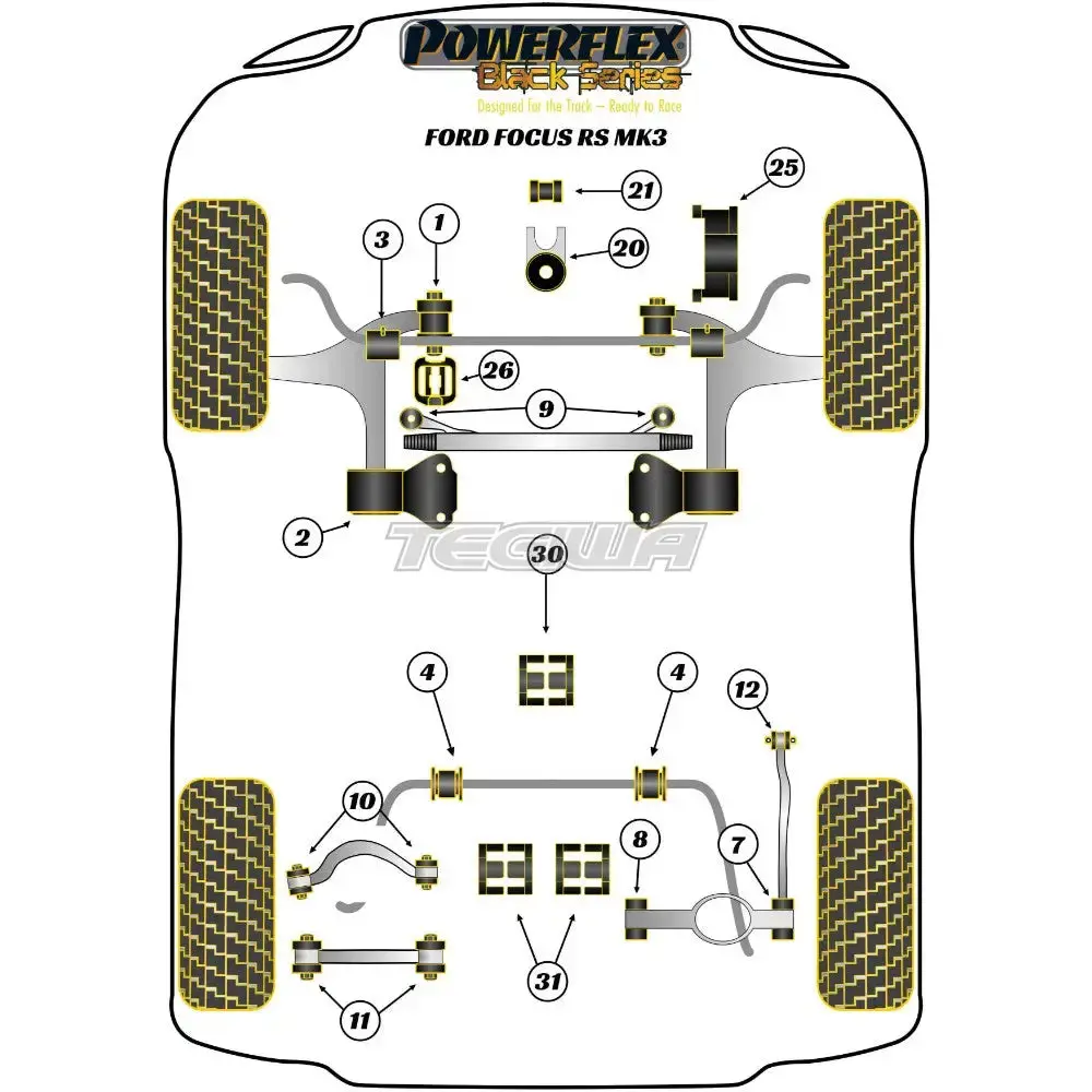 Powerflex Black Series Rear Diff Front Mounting Bush Insert Ford Focus Mk3 Inc St Inc Rs 11-18 2