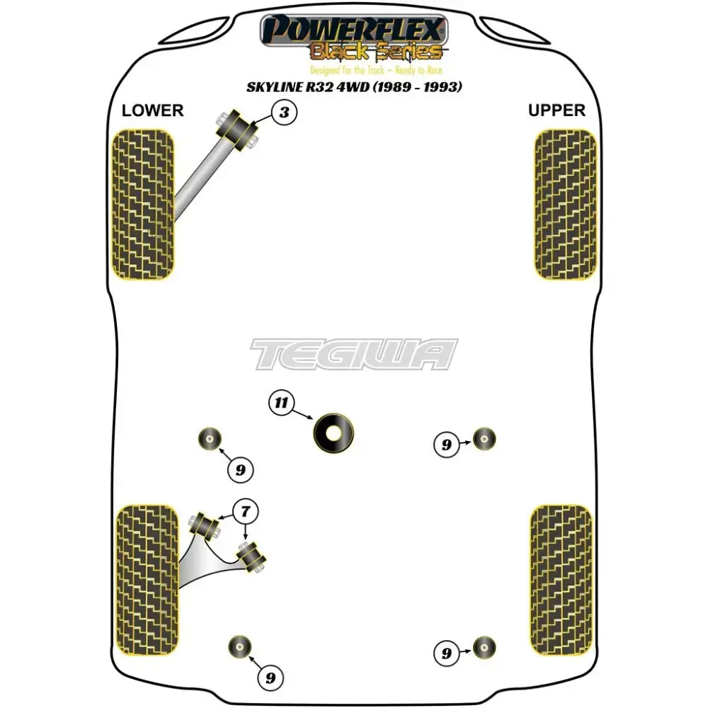 Powerflex Black Series Rear Differential Front Mounting Bush Nissan Skyline R32 4Wd Inc Gt-R Gts-4 89-93 2