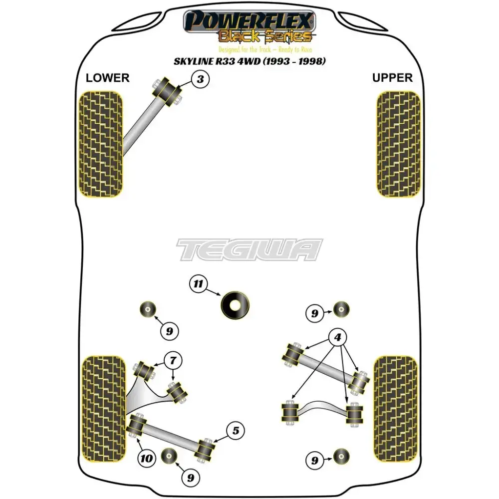 Powerflex Black Series Rear Differential Front Mounting Bush Nissan Skyline R33 4Wd Inc Gt-R Gts4 93-98 2