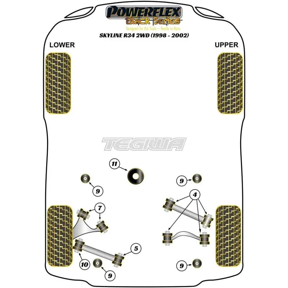 Powerflex Black Series Rear Differential Front Mounting Bush Nissan Skyline R34 2Wd Inc 25Gt 25Gtt Gtv 98-02 2