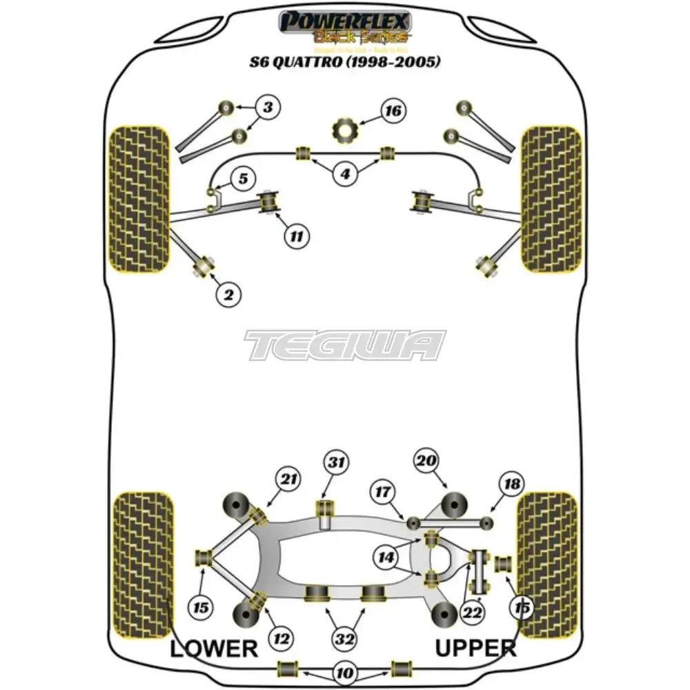 Powerflex Black Series Rear Lower Arm Front Bush Audi A6 S6 Rs6 C5 Quattro 97-05 2
