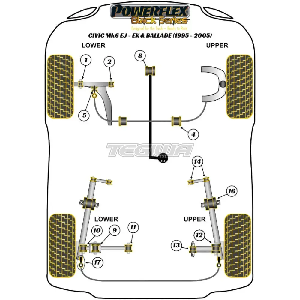 Powerflex Black Series Rear Lower Arm Inner Bush 35Mm Honda Civic Ej-Ek Ballade 95-05 2