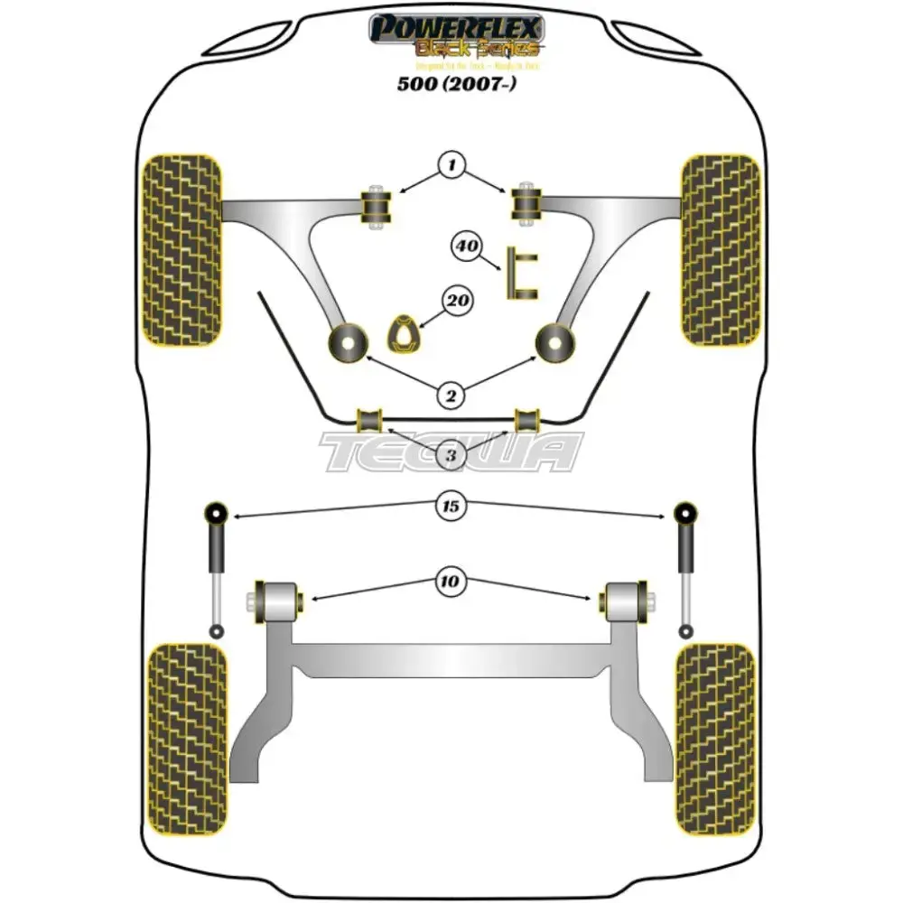 Powerflex Black Series Rear Shock Absorber Top Mounting Bush Fiat 500 Abarth 595 695 07+ - Pfr16-515Blk 2