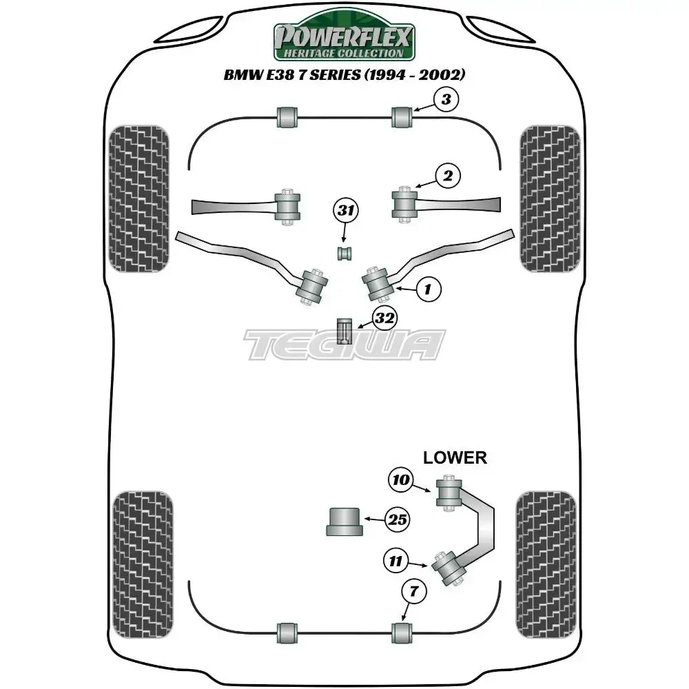 Powerflex Heritage Series Front Anti Roll Bar Mounting Bush 20.5Mm Bmw 7 Series E38 94-02 2