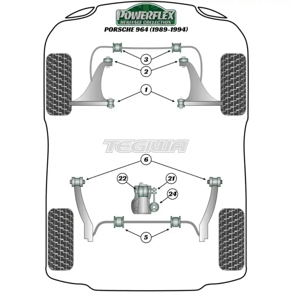 Powerflex Heritage Series Transmission Mount Large Bush Porsche 911 964 89-94 - Pfr57-125H 2