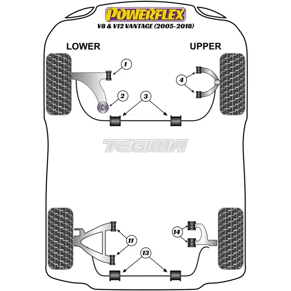 Powerflex Road & Black Series Front Lower Wishbone Front Bush Aston Martin V8 V12 Vantage 05-18 2