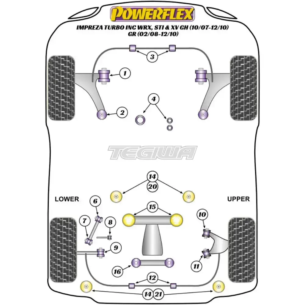 Powerflex Road & Black Series Poweralign Camber Bolt Kit 14Mm Subaru Impreza Gr Gh Wrx Inc Sti 07-14 2