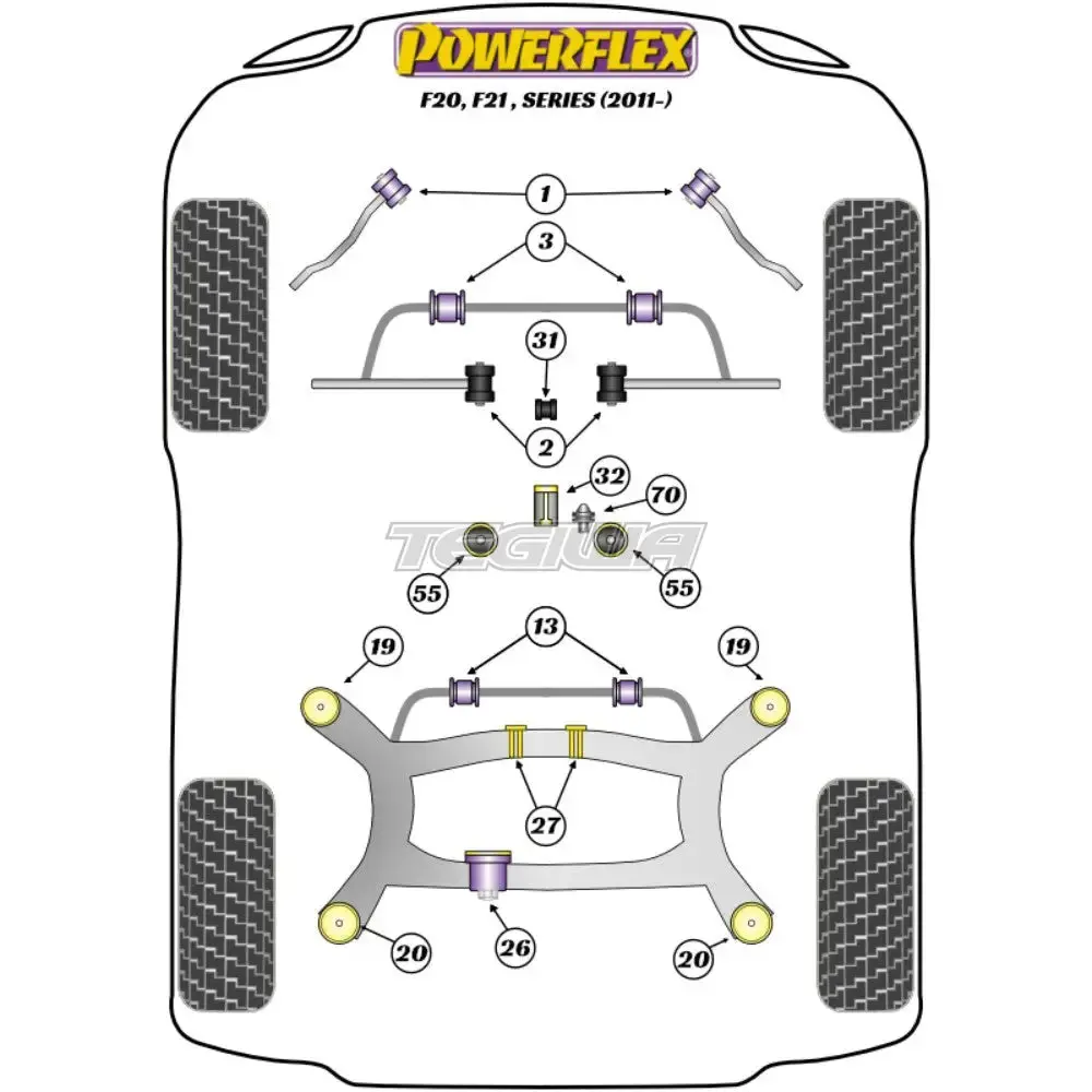 Powerflex Road & Black Series Shifter Arm Rear Bush Inc Bracket Fast Road/Track Bmw 1 Series F20 F21 Rwd 11-19 2