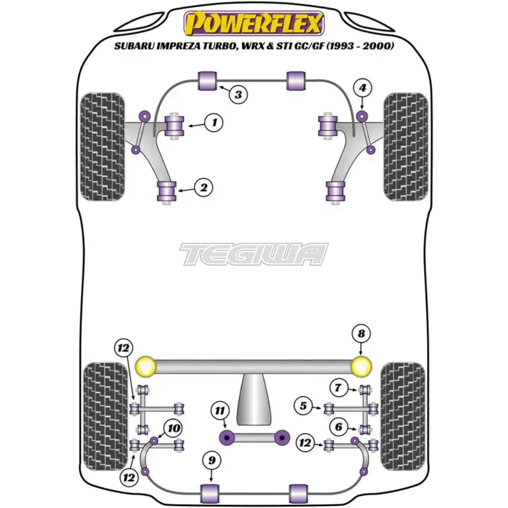 Powerflex Road Series Front Anti Roll Bar To Chassis Bush 17Mm Subaru Impreza Turbo Inc Wrx Sti Gc Gf 93-00 2