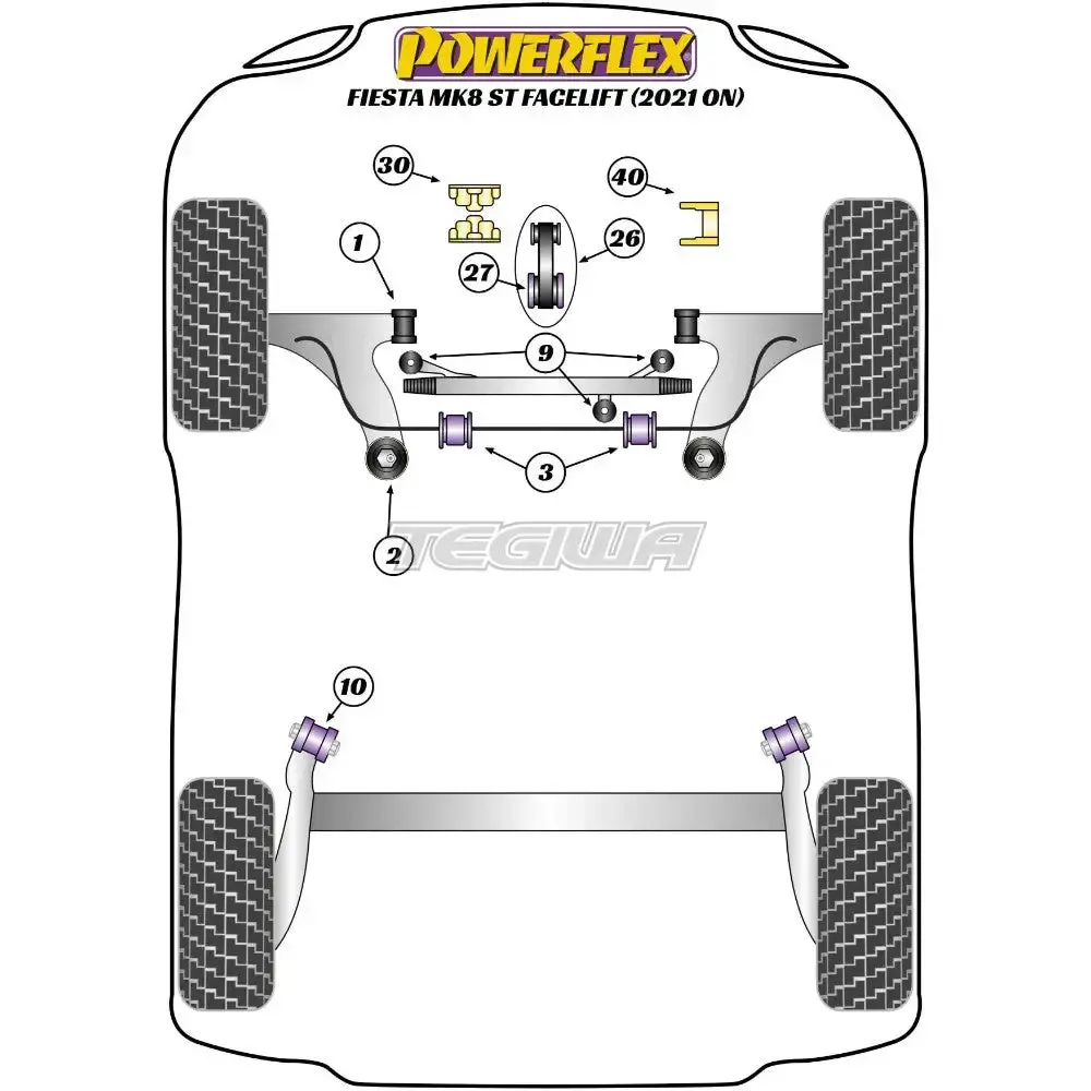 Powerflex Road Series Front Arm Front Bush Ford Fiesta Mk8 8.5 Inc St Mk8.5 200 Facelift 21+ 2