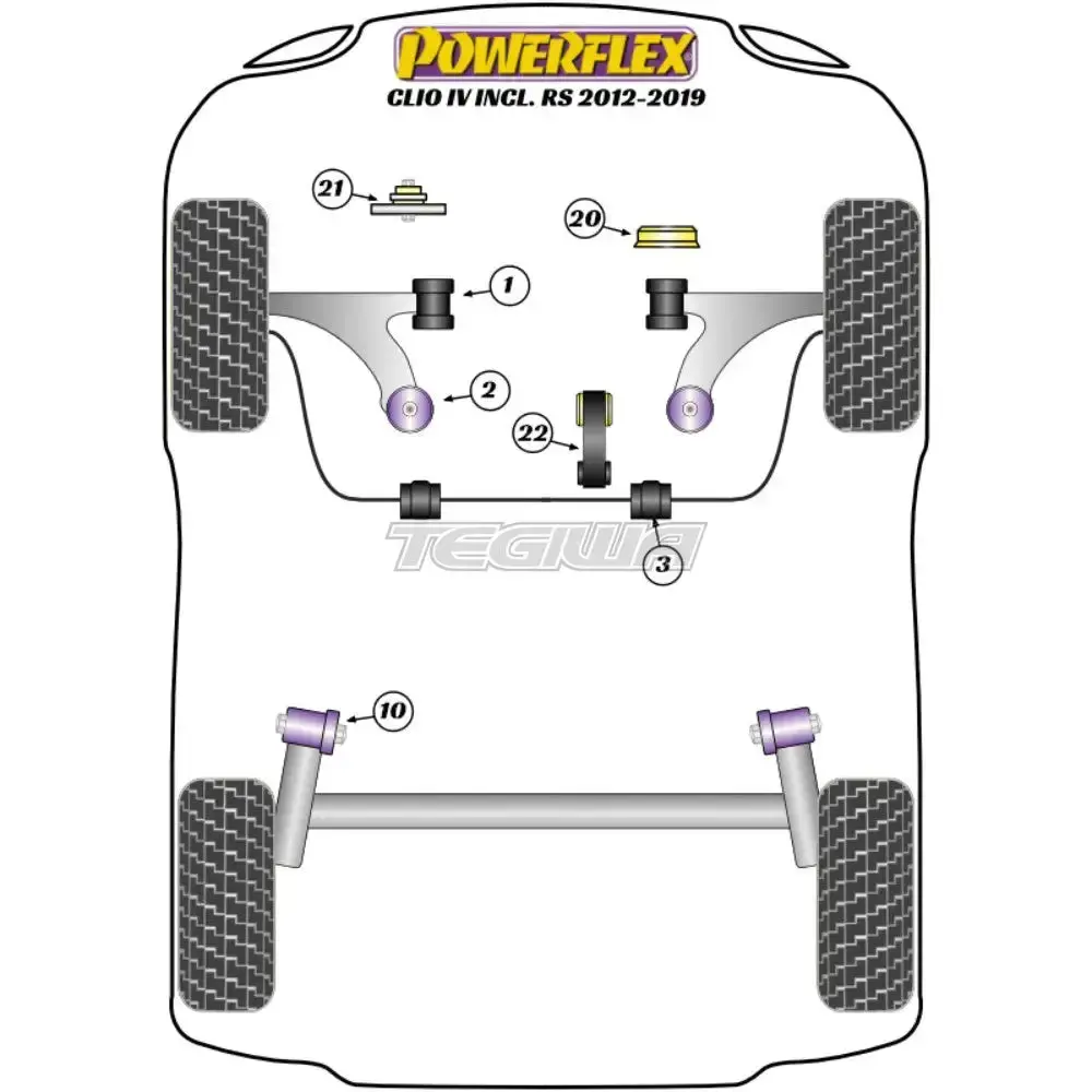 Powerflex Road Series Front Arm Rear Bush Caster Offset Renault Clio Iv Inc Rs 12-19 2