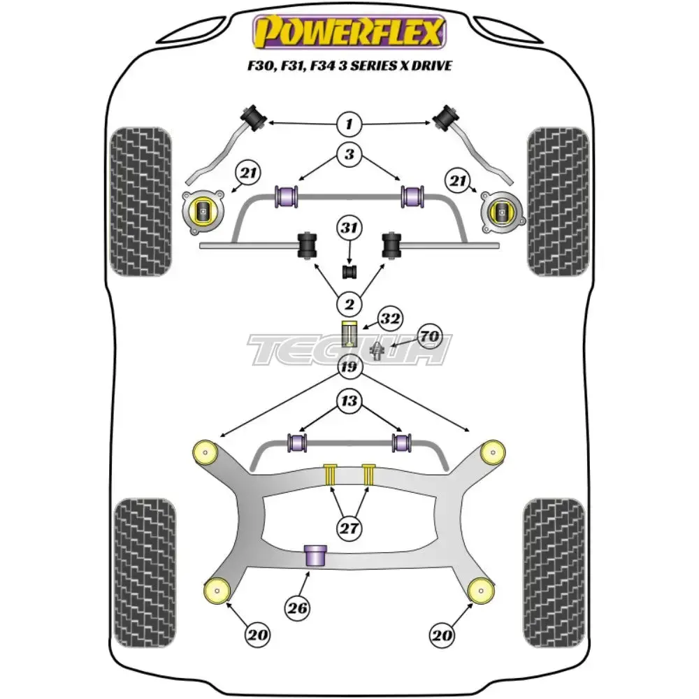 Powerflex Road Series Front Control Arm To Chassis Bush Bmw 3 Series F30 F31 F34 F80 F3x Sedan Touring Xdrive 11-18 2