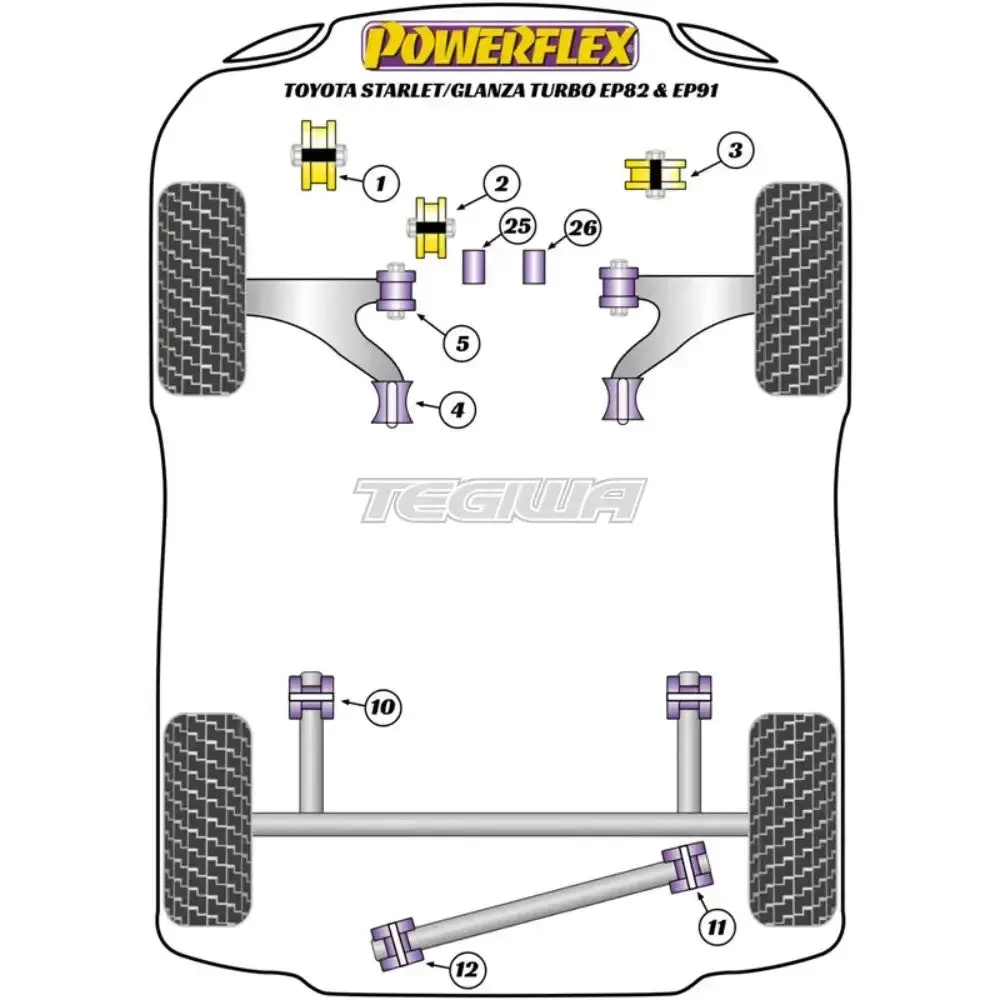 Powerflex Road Series Front Gearbox Mount Bush Standard Toyota Starlet Gt Turbo Ep82 Glanza V Ep91 90-99 2