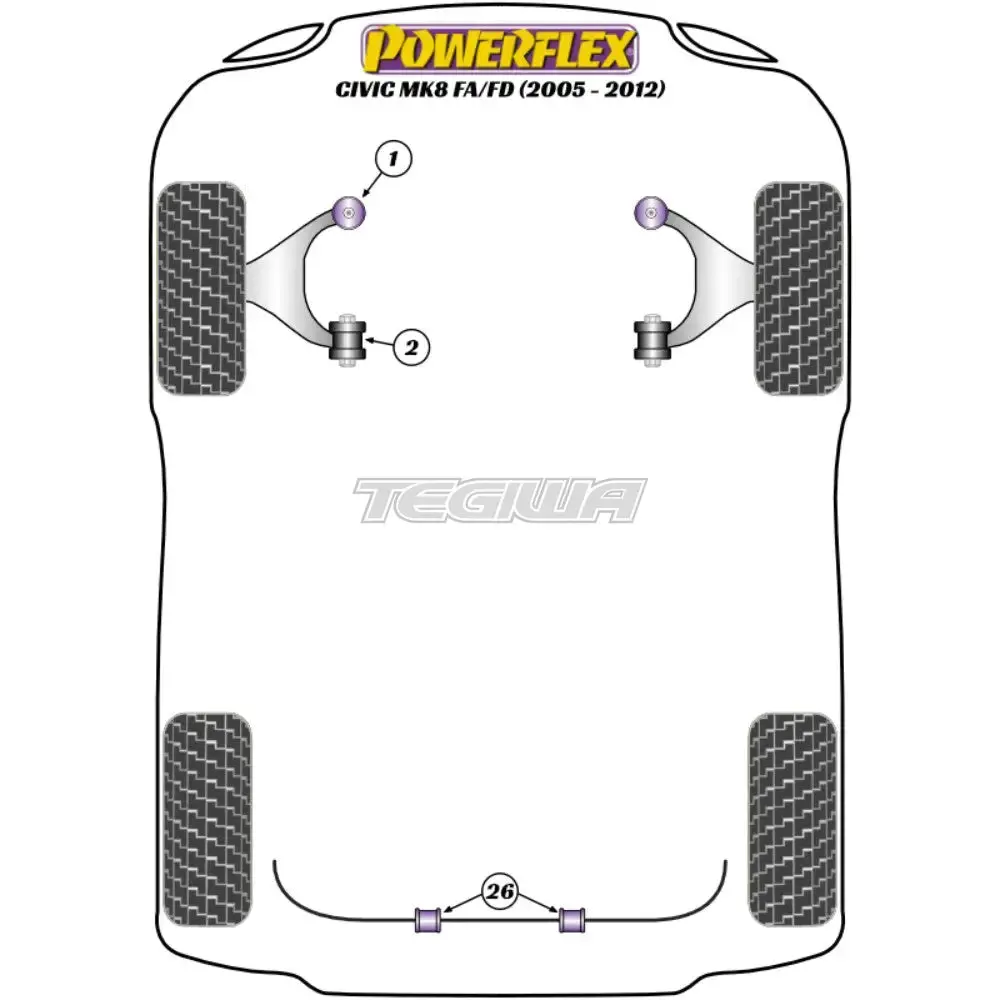 Powerflex Road Series Front Lower Arm Rear Bush Honda Civic Fa Fd Sedan 05-12 2