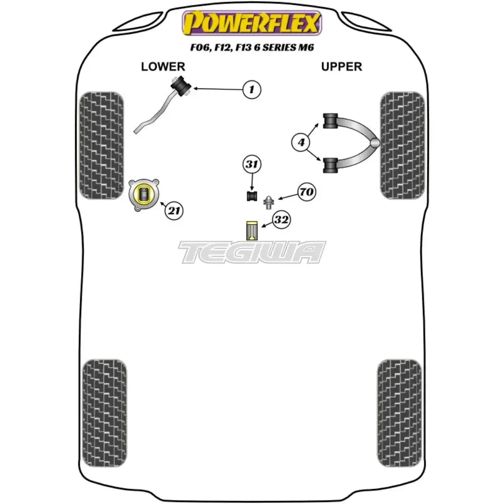 Powerflex Road Series Front Upper Wishbone Bush Bmw 6 Series F06 F12 F13 Sedan Convertible Coupe M6 11-18 2