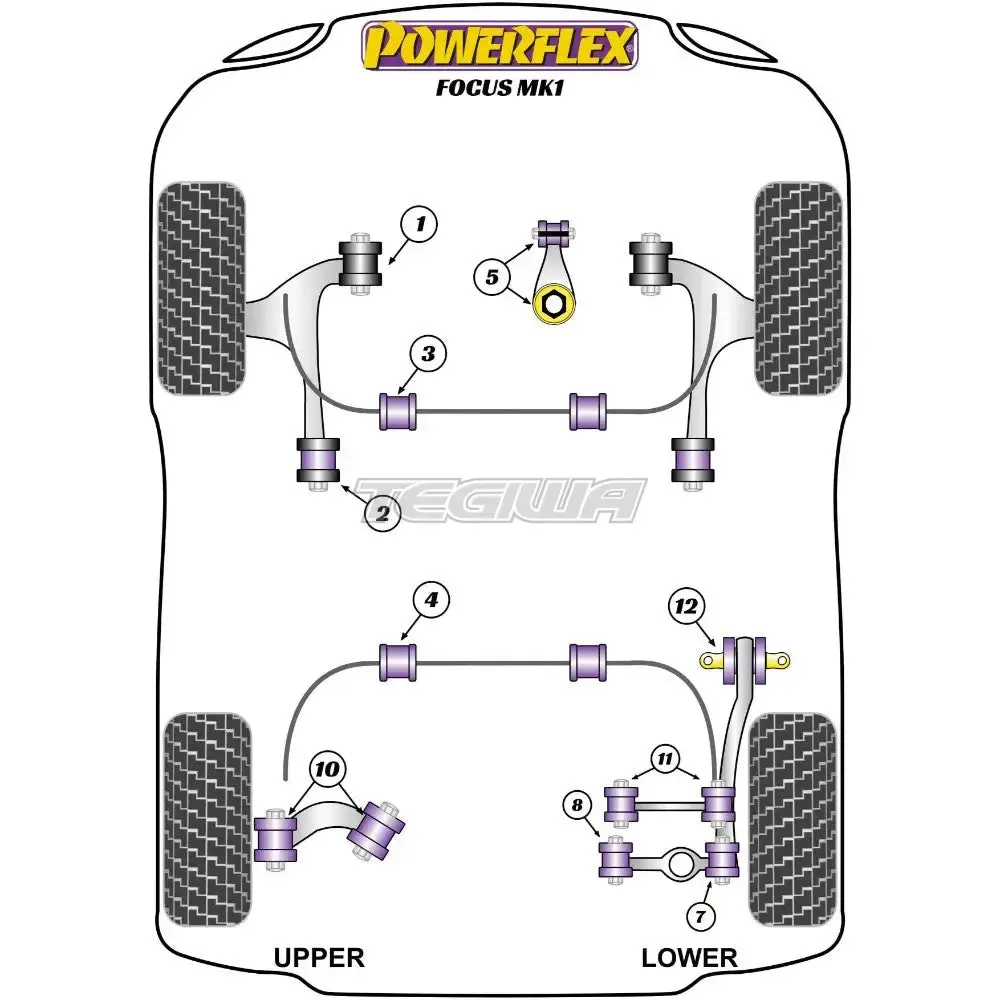 Powerflex Road Series Front Wishbone Front Bush 12Mm Bolt Ford Focus Mk1 Inc St Inc Rs 98-04 2