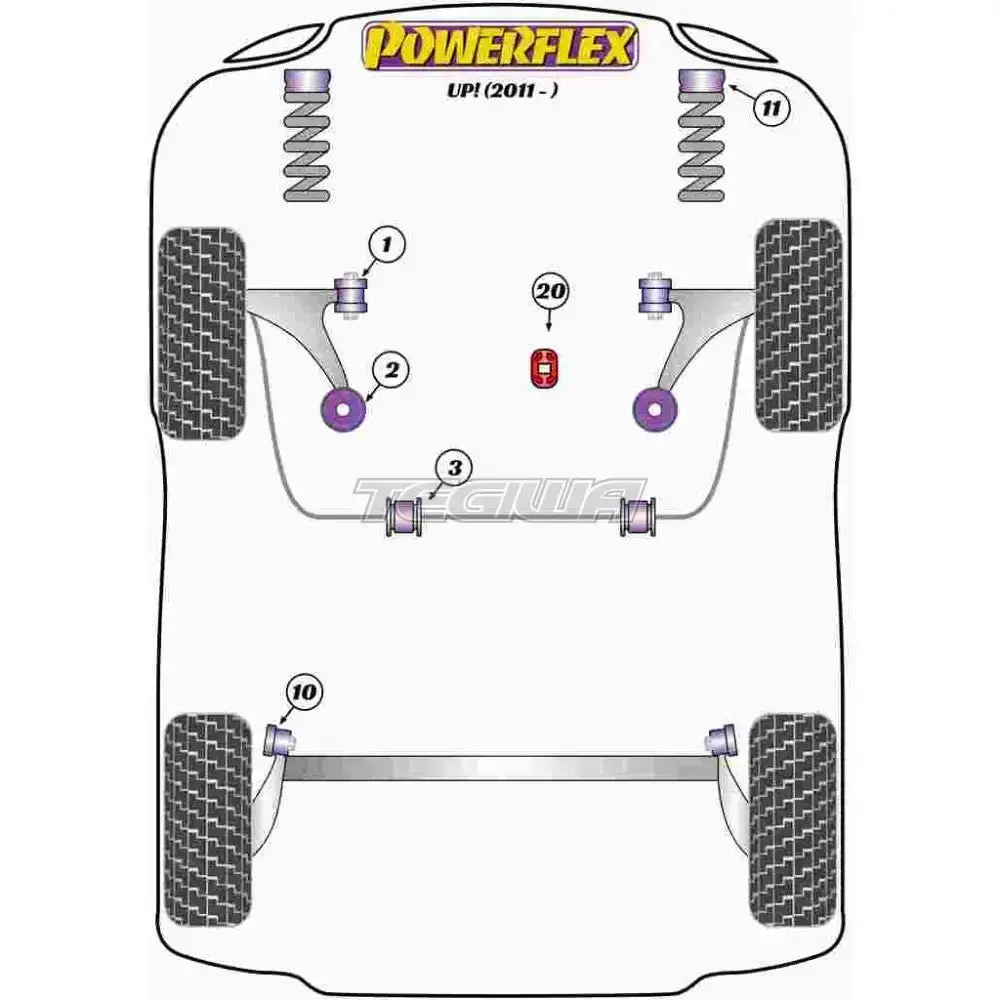 Powerflex Road Series Front Wishbone Front Bush 30Mm Camber Adjustable Volkswagen Up! Inc Gti 11+ 2