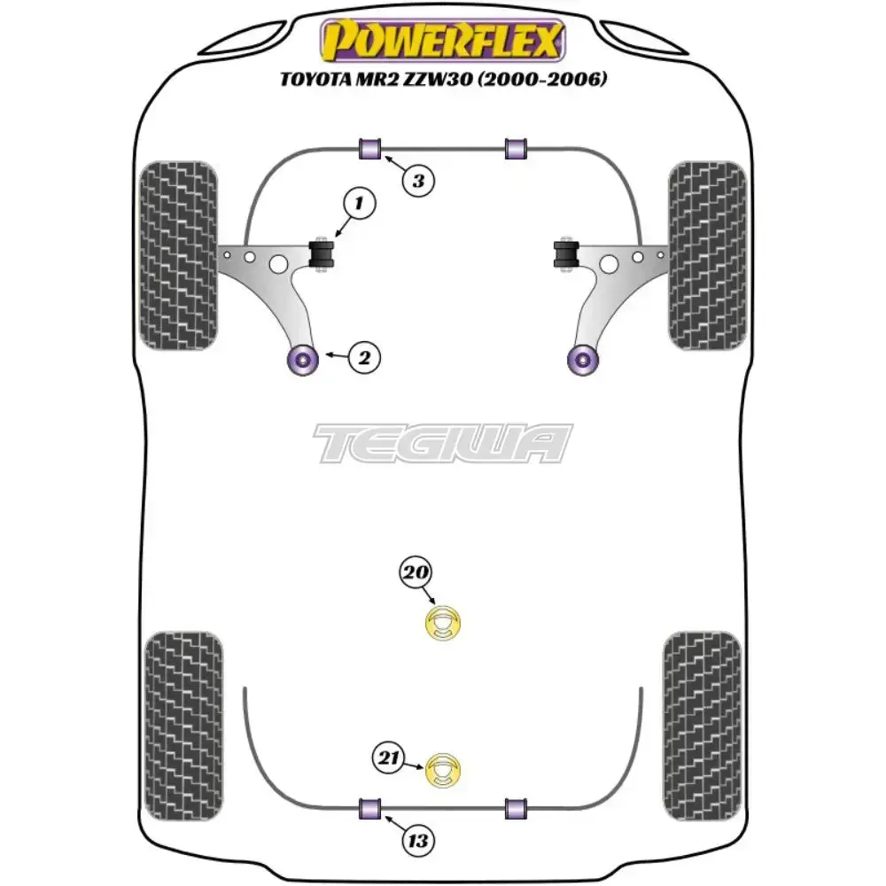 Powerflex Road Series Front Wishbone Front Bush Toyota Mr2 Gen3 Zzw30 00-06 2