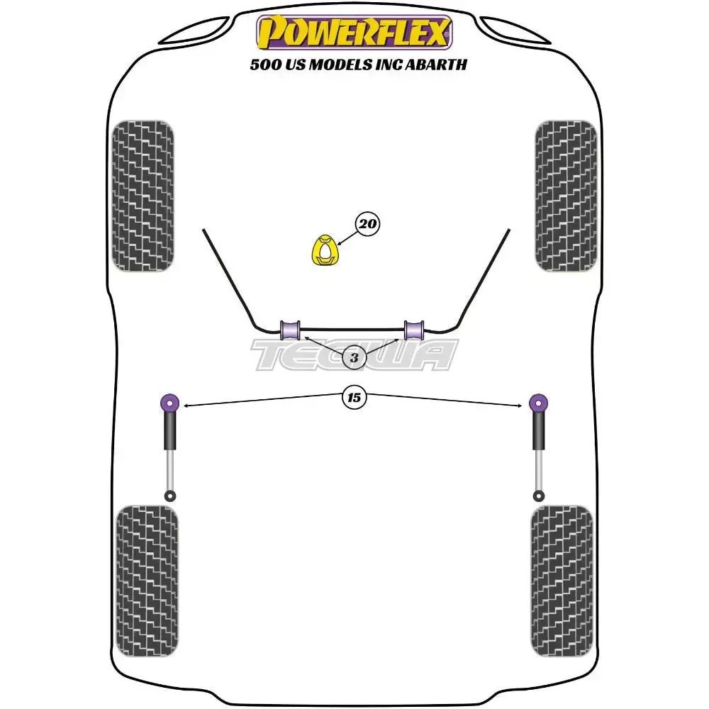 Powerflex Road Series Lower Torque Mount Fast Road/Track Fiat 500 Us Inc Abarth 07+ 2