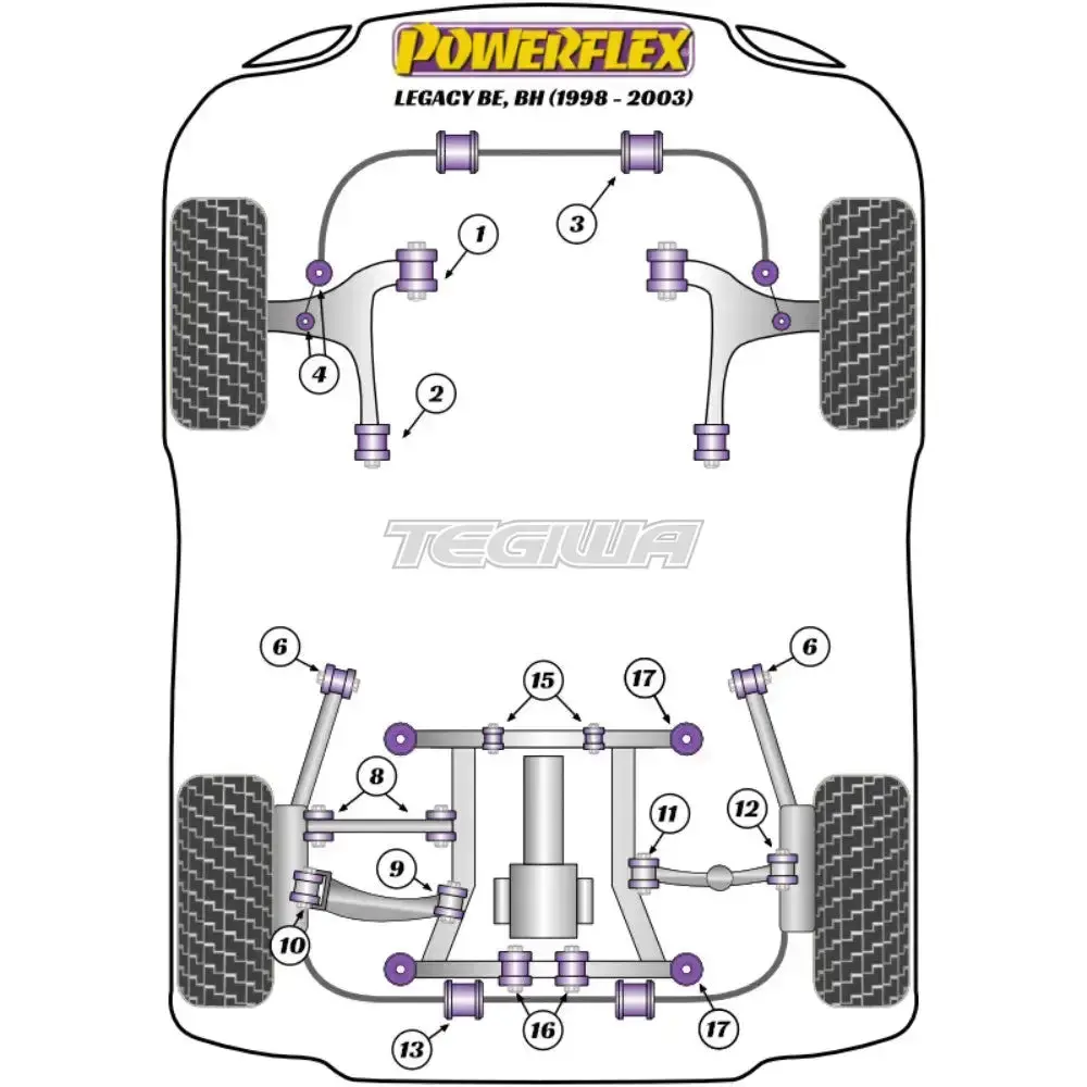 Powerflex Road Series Rear Anti Roll Bar To Chassis Bush 20Mm Subaru Legacy Be Bh 98-03 2