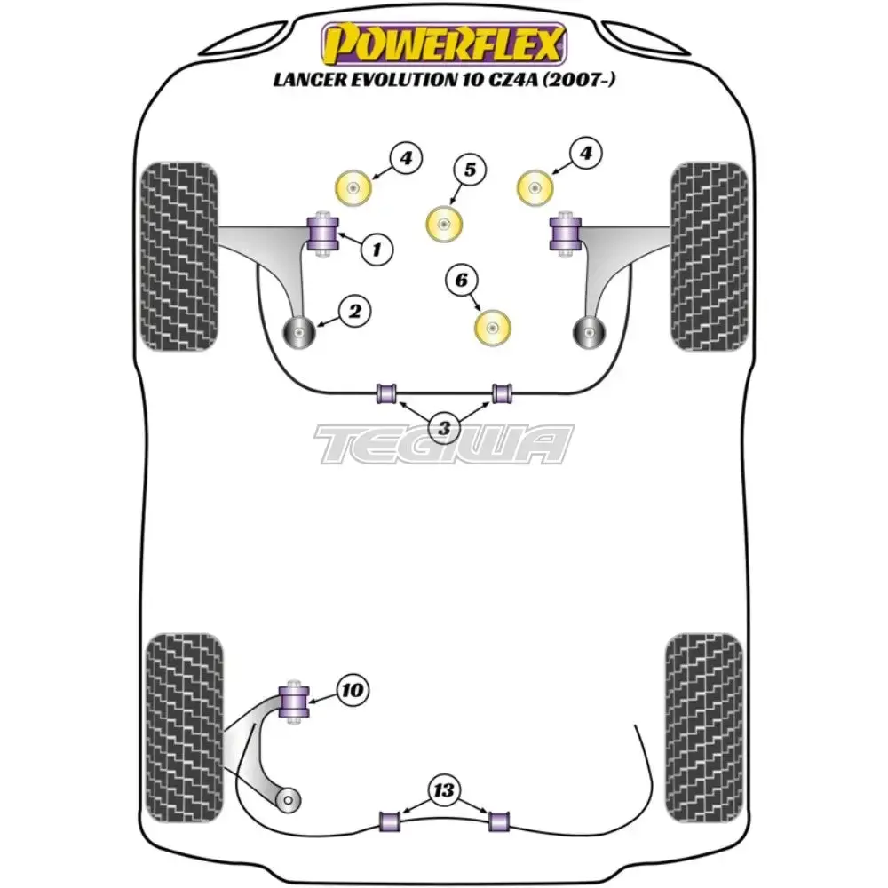 Powerflex Road Series Rear Anti Roll Bar To Chassis Bush 25Mm Mitsubishi Lancer Evolution X Cz4a 10 16 05-07 2