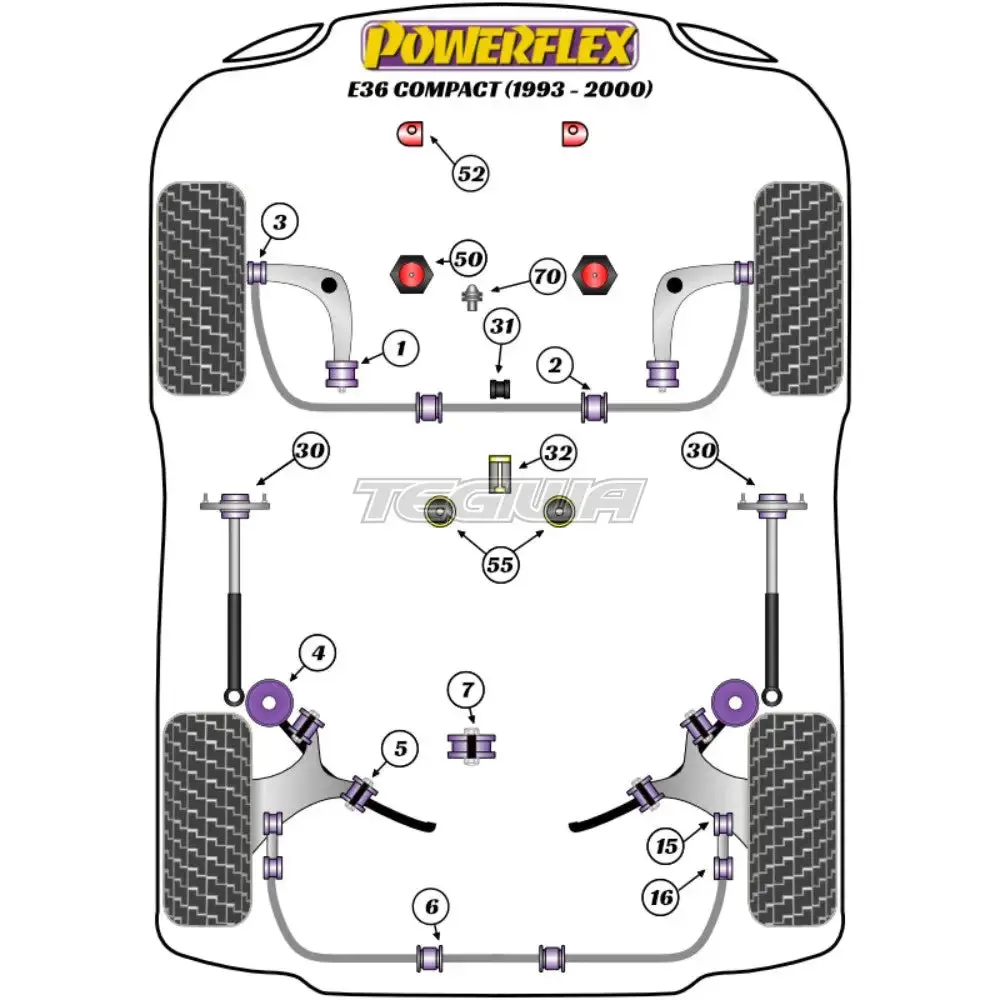 Powerflex Road Series Rear Arb End Link To Bar Bush Bmw 3 Series E36 Compact 93-00 2