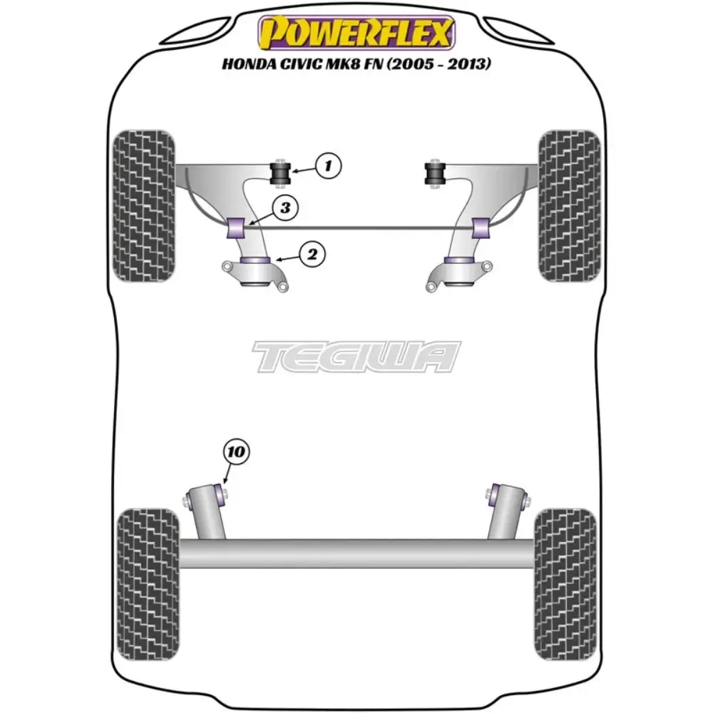 Powerflex Road Series Rear Beam Mounting Bush Honda Civic Fk Fn Inc Type-R 05-12 2