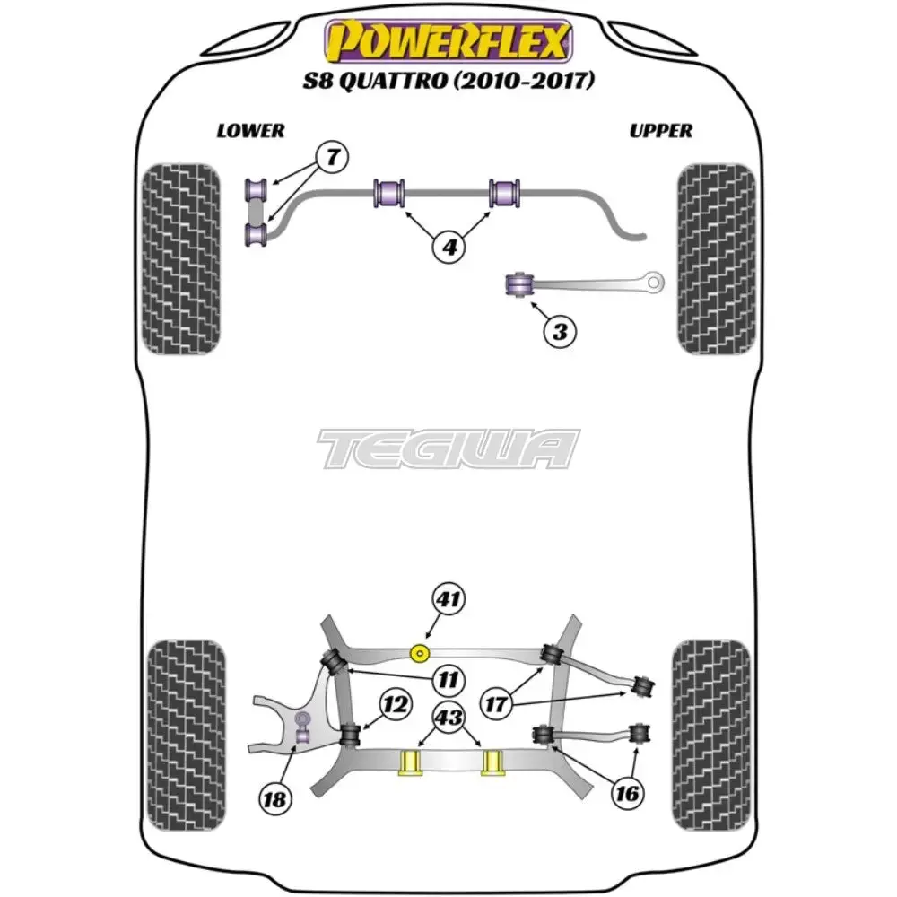 Powerflex Road Series Rear Diff Front Bush Insert Audi A8 S8 D4 Quattro 10-17 2