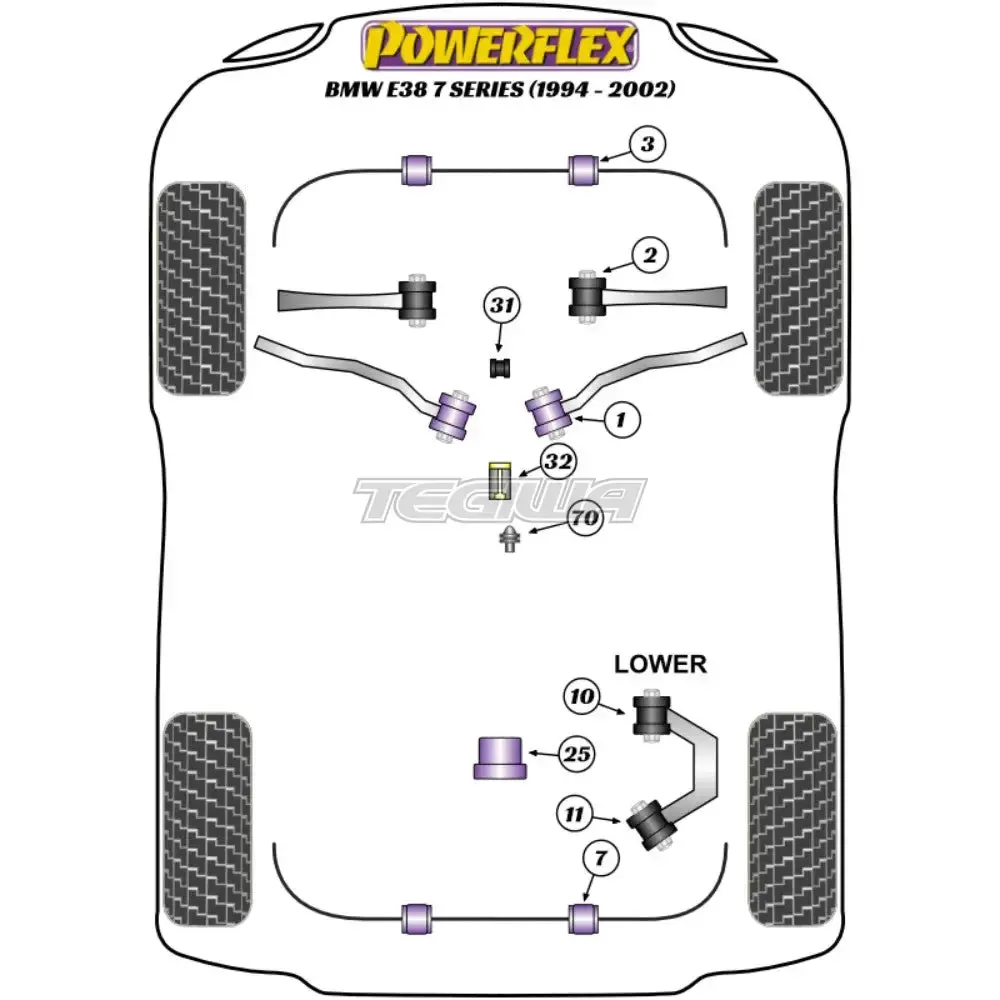Powerflex Road Series Rear Diff Front Mounting Bush Bmw 7 Series E38 94-02 2