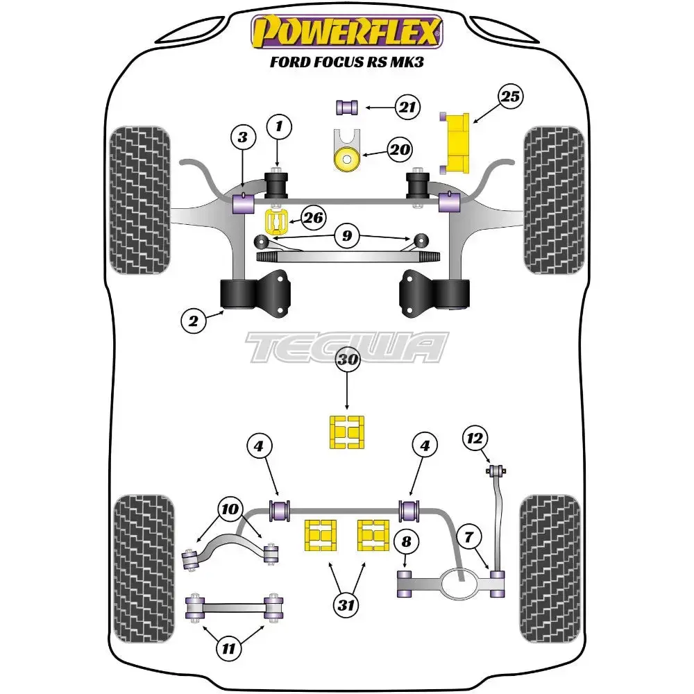Powerflex Road Series Rear Diff Front Mounting Bush Insert Ford Focus Mk3 Inc St Inc Rs 11-18 2