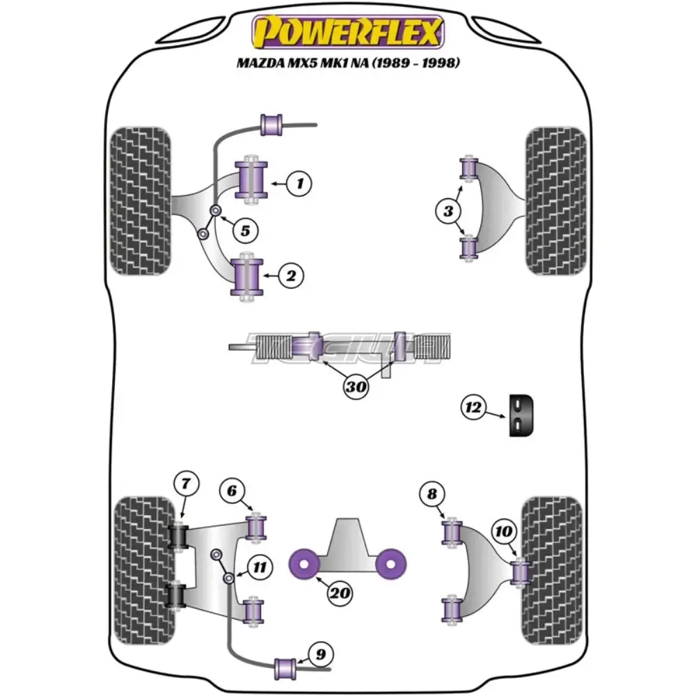 Powerflex Road Series Rear Diff Mounting Bush Insert Mazda Mx-5 Miata Eunos Mk1 Na 89-98 2