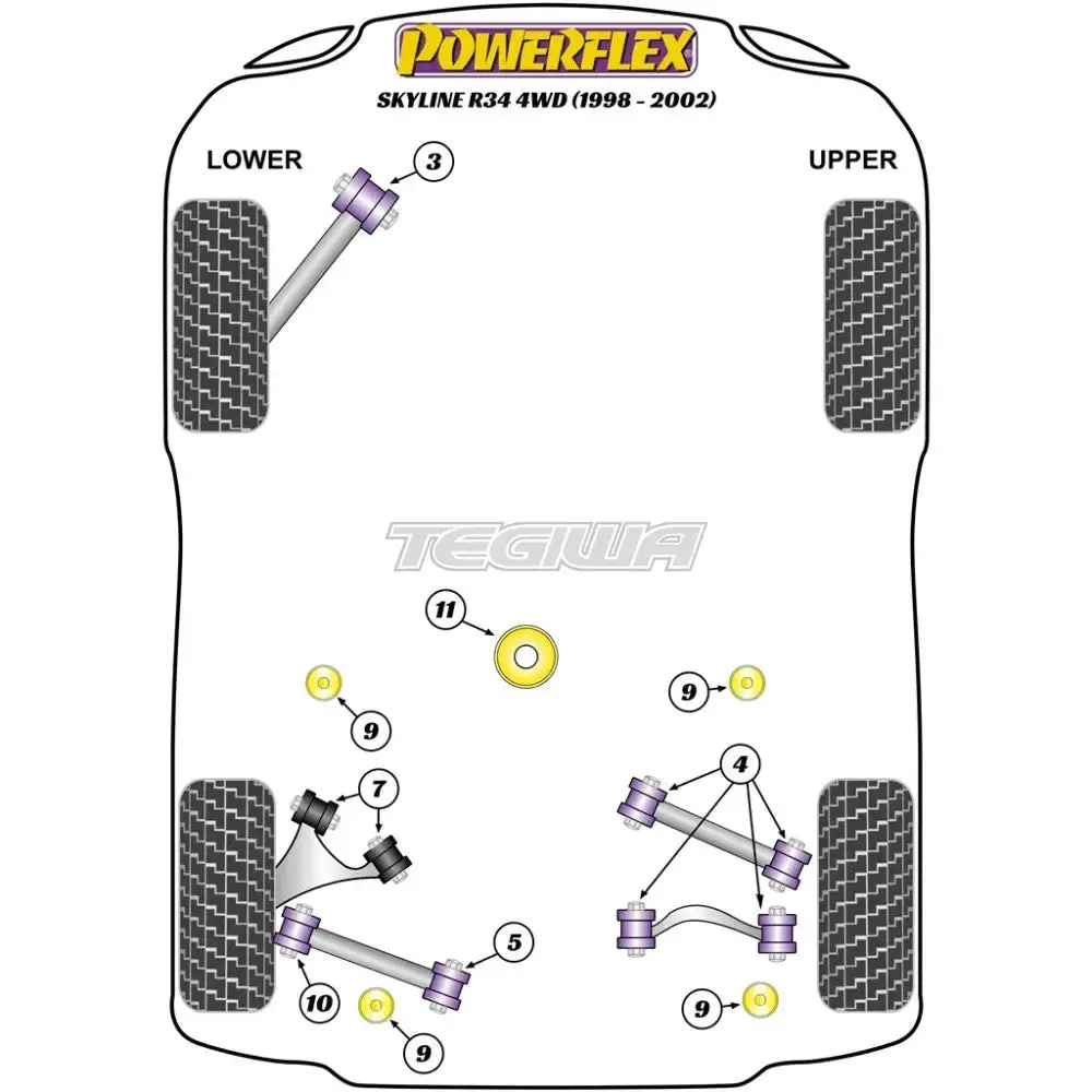 Powerflex Road Series Rear Differential Front Mounting Bush Nissan Skyline R34 4Wd Inc Gt-R 25Gt4 98-02 2