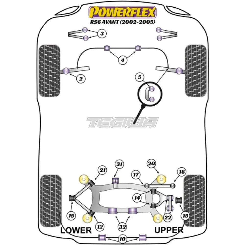 Powerflex Road Series Rear Lower Arm Front Bush Audi A6 S6 Rs6 C5 Avant 97-05 2