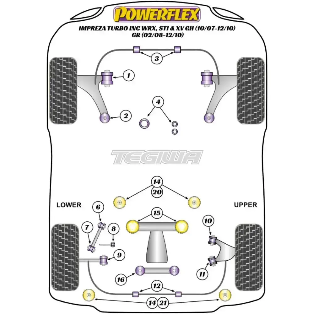 Powerflex Road Series Rear Lower Track Control Inner Bush Subaru Impreza Gr Gh Wrx Inc Sti 07-14 2