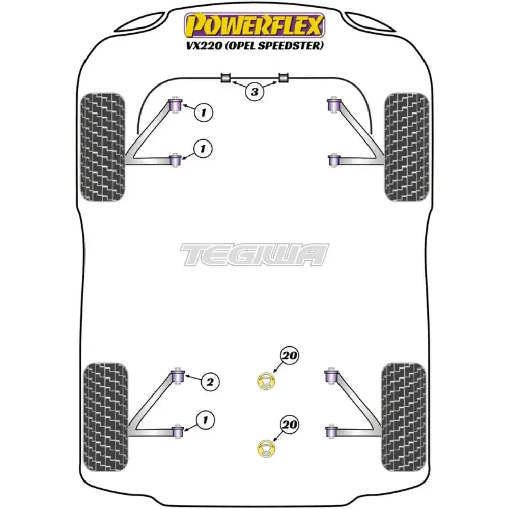 Powerflex Road Series Rear Lower Wishbone Front Bush Vauxhall Opel Vx220 Speedster 00-05 2